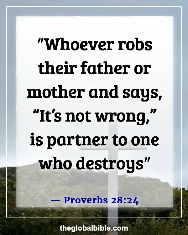 Bible Verses About Taking Care of Your Parents (Proverbs 28:24)